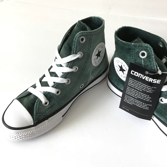 Girls Converse Green Velvet High Top Sneaker - Picture 4 of 7